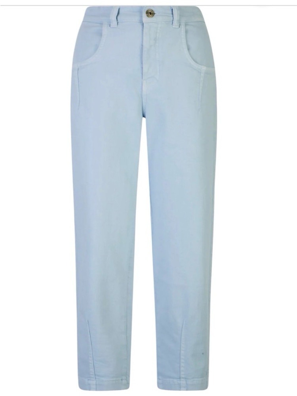 ELEVENTY LIGHT BLUE COTTON BULL DENIM HIGH WAIST ANKLE TROUSERS Stretch, sz 29